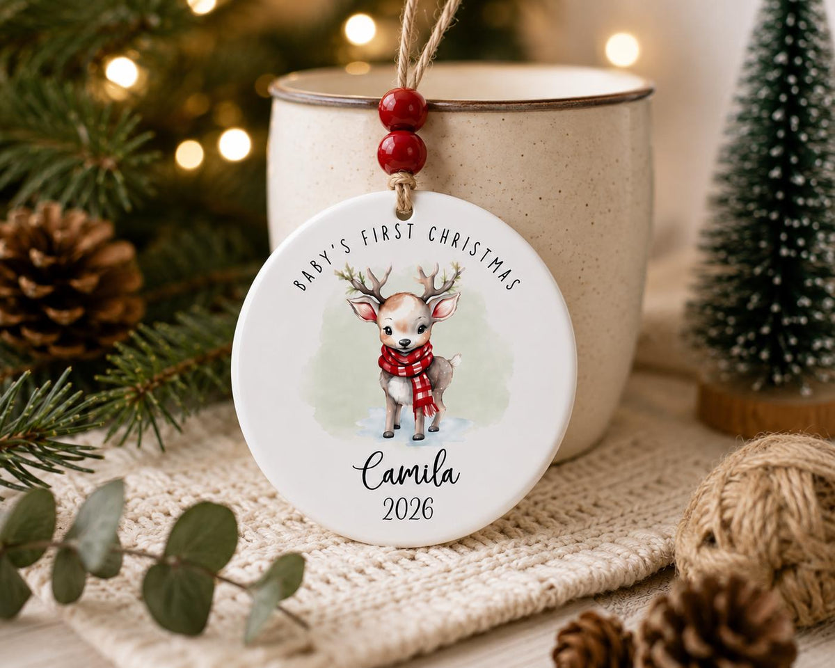 Baby’s First Christmas Ornament Personalized | Custom Baby Ceramic Ornament | First Christmas Keepsake | Baby Gift | 2026 Ornament