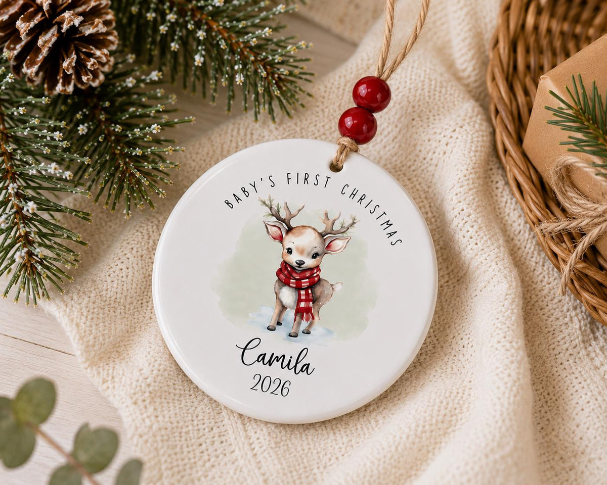 Baby’s First Christmas Ornament Personalized | Custom Baby Ceramic Ornament | First Christmas Keepsake | Baby Gift | 2026 Ornament
