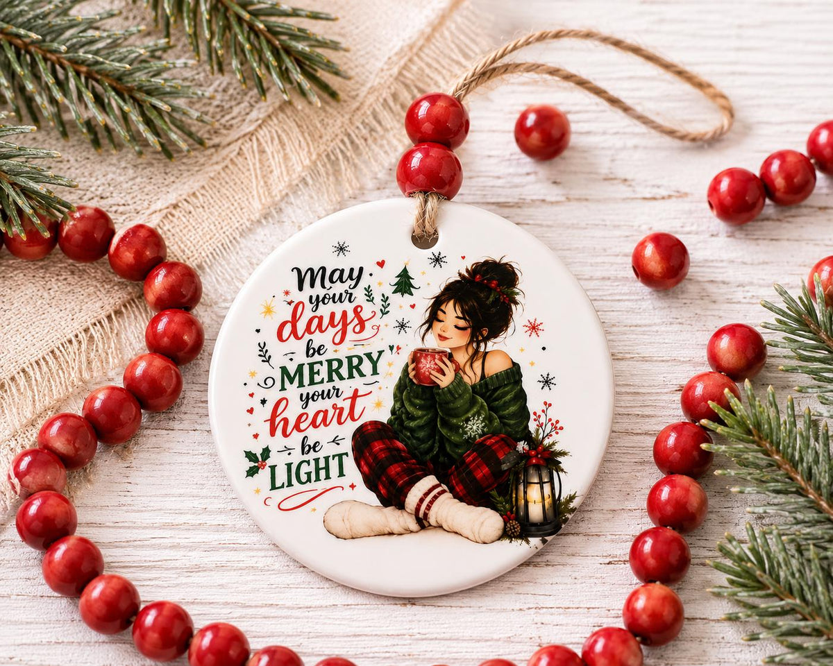 Ceramic Christmas Ornament | Cozy Christmas Decor | Let Your Heart Be Merry Ornament | Farmhouse Christmas Gift | Holiday Keepsake