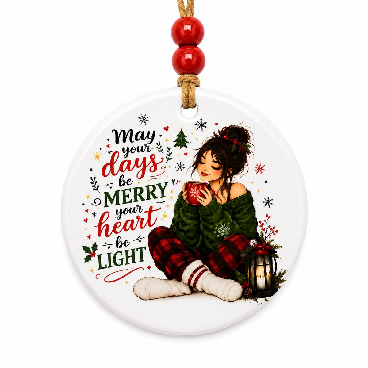 Ceramic Christmas Ornament | Cozy Christmas Decor | Let Your Heart Be Merry Ornament | Farmhouse Christmas Gift | Holiday Keepsake