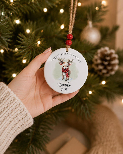 Baby’s First Christmas Ornament Personalized | Custom Baby Ceramic Ornament | First Christmas Keepsake | Baby Gift | 2026 Ornament
