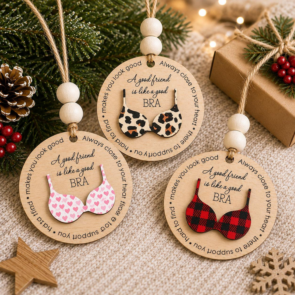 Funny Best Friend Ornament, Good Friend Is Like a Good Bra Ornament, Sister Gift, Friendship Christmas Ornament, Funny Gift for Bestie
