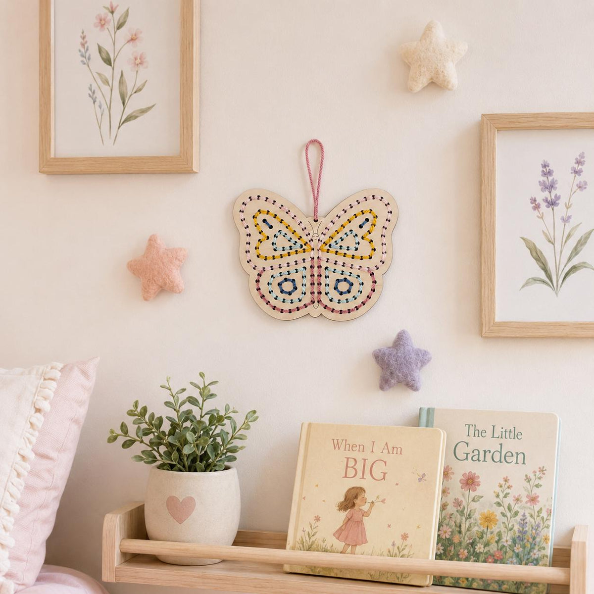 Wooden Butterfly Yarn Sewing Kit, Fine Motor Skills Craft for Kids (Ages 5+)