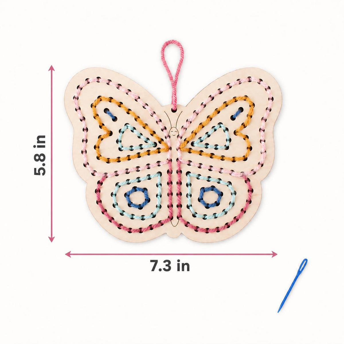 Wooden Butterfly Yarn Sewing Kit, Fine Motor Skills Craft for Kids (Ages 5+)
