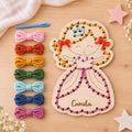 Personalized Princess Yarn Sewing Kit for Kids, Wooden Lacing Craft, Girls Fine Motor Activity, Birthday Gift