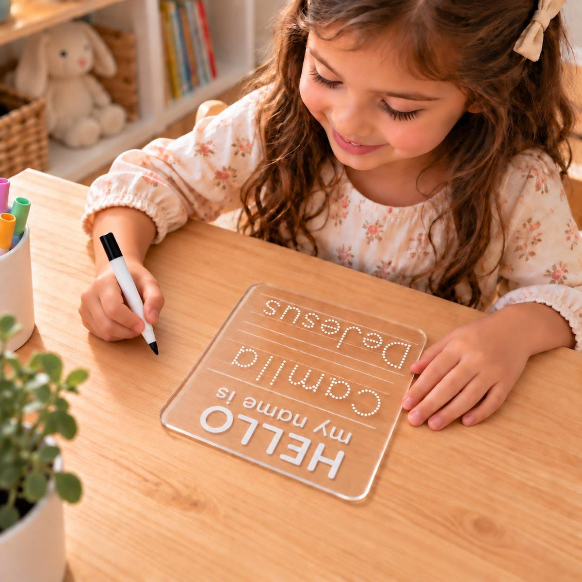 Personalized Name Tracing Board, Clear Acrylic Writing Practice, Reusable Dry Erase Board with Marker