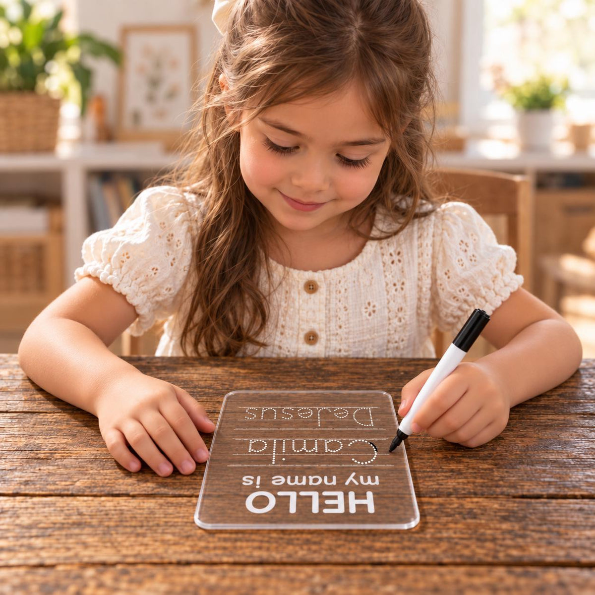 Personalized Name Tracing Board, Clear Acrylic Writing Practice, Reusable Dry Erase Board with Marker