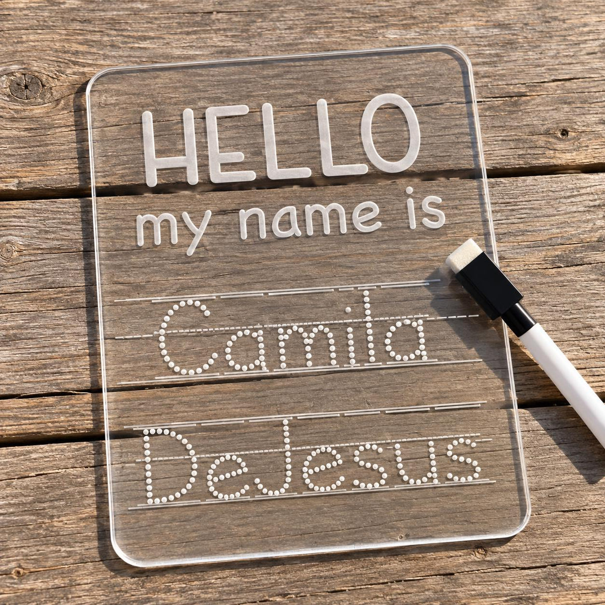Personalized Name Tracing Board, Clear Acrylic Writing Practice, Reusable Dry Erase Board with Marker
