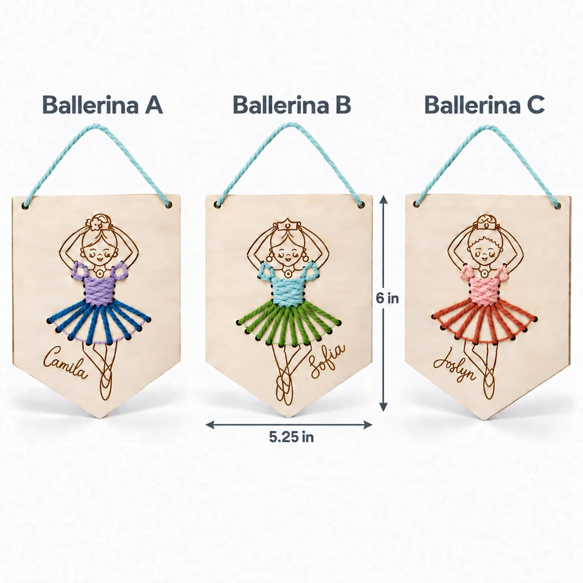 Personalized Ballerina Yarn Lacing Kit for Kids, Wooden Sewing Craft, Ballet Gift, Fine Motor Toy for Girls, Girl Room Decor