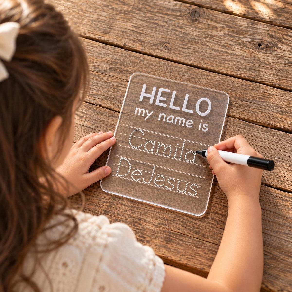 Personalized Name Tracing Board, Clear Acrylic Writing Practice, Reusable Dry Erase Board with Marker