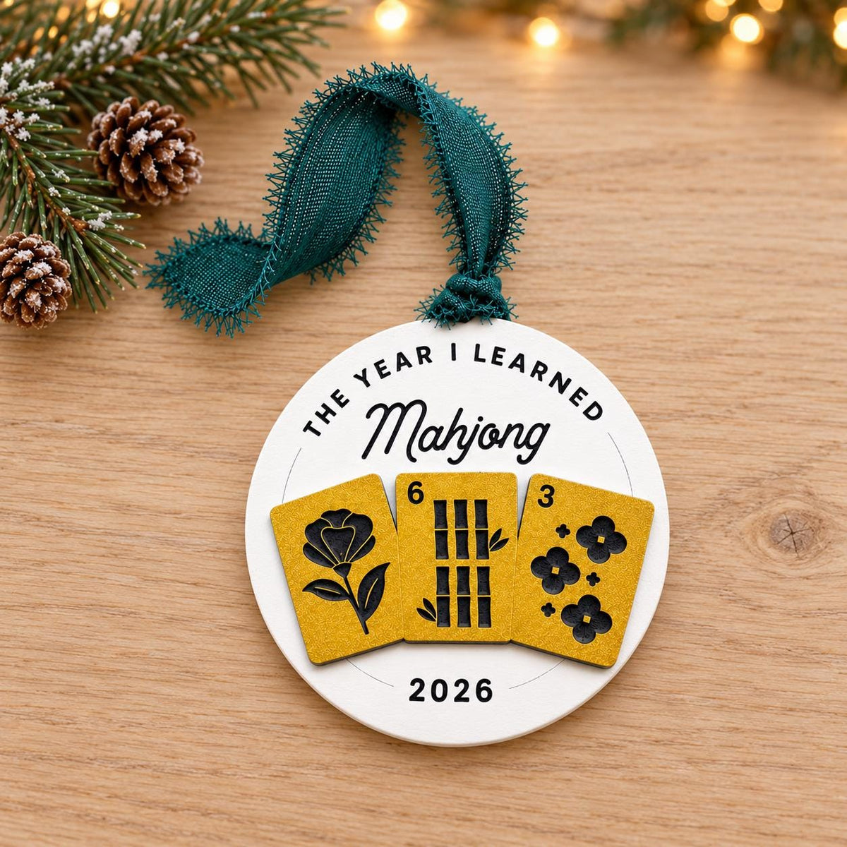 Mahjong Christmas Ornament 2026, The Year I Learned Mahjong, Acrylic Keepsake, Gift for New Mahjong Player