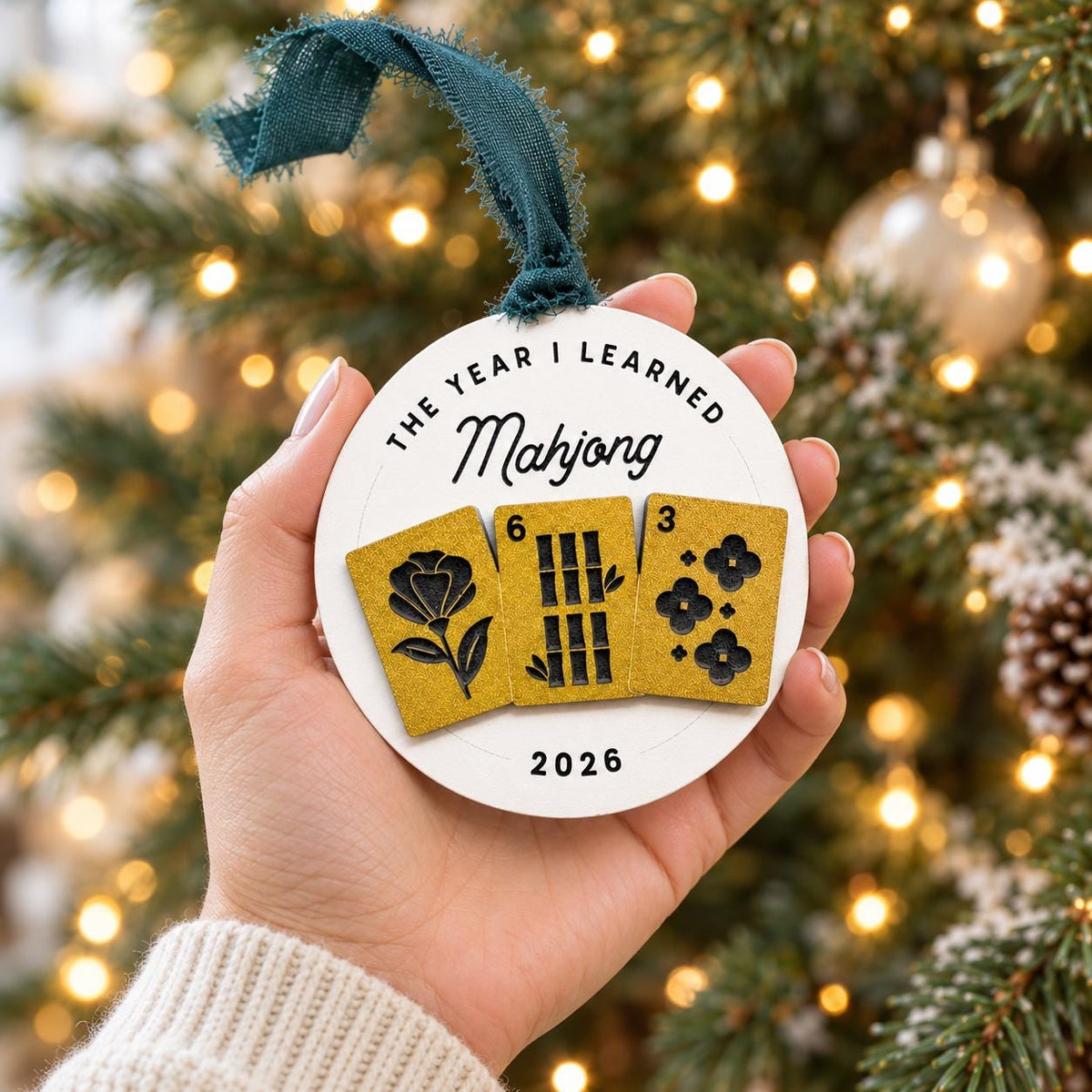 Mahjong Christmas Ornament 2026, The Year I Learned Mahjong, Acrylic Keepsake, Gift for New Mahjong Player