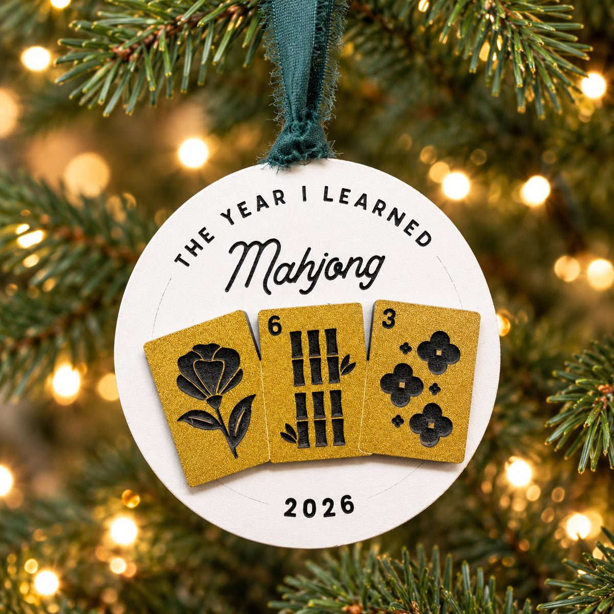 Mahjong Christmas Ornament 2026, The Year I Learned Mahjong, Acrylic Keepsake, Gift for New Mahjong Player