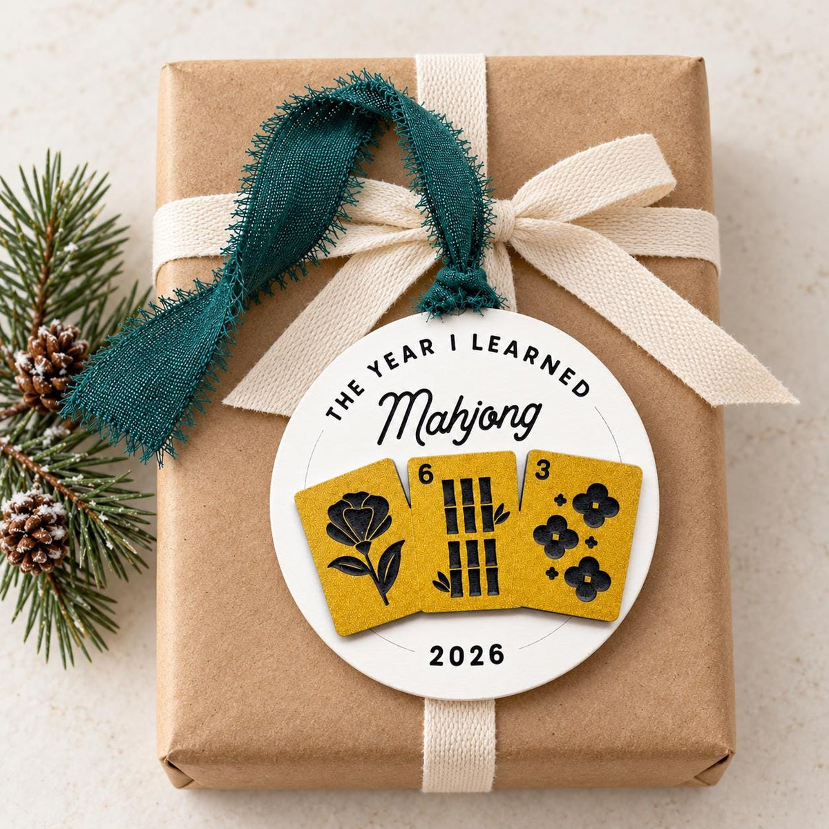 Mahjong Christmas Ornament 2026, The Year I Learned Mahjong, Acrylic Keepsake, Gift for New Mahjong Player