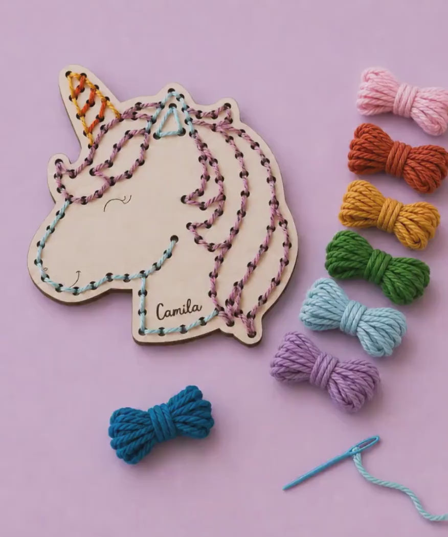 Personalized Wooden Unicorn Lacing Kit, Custom Name, Fine Motor Toy for Girls
