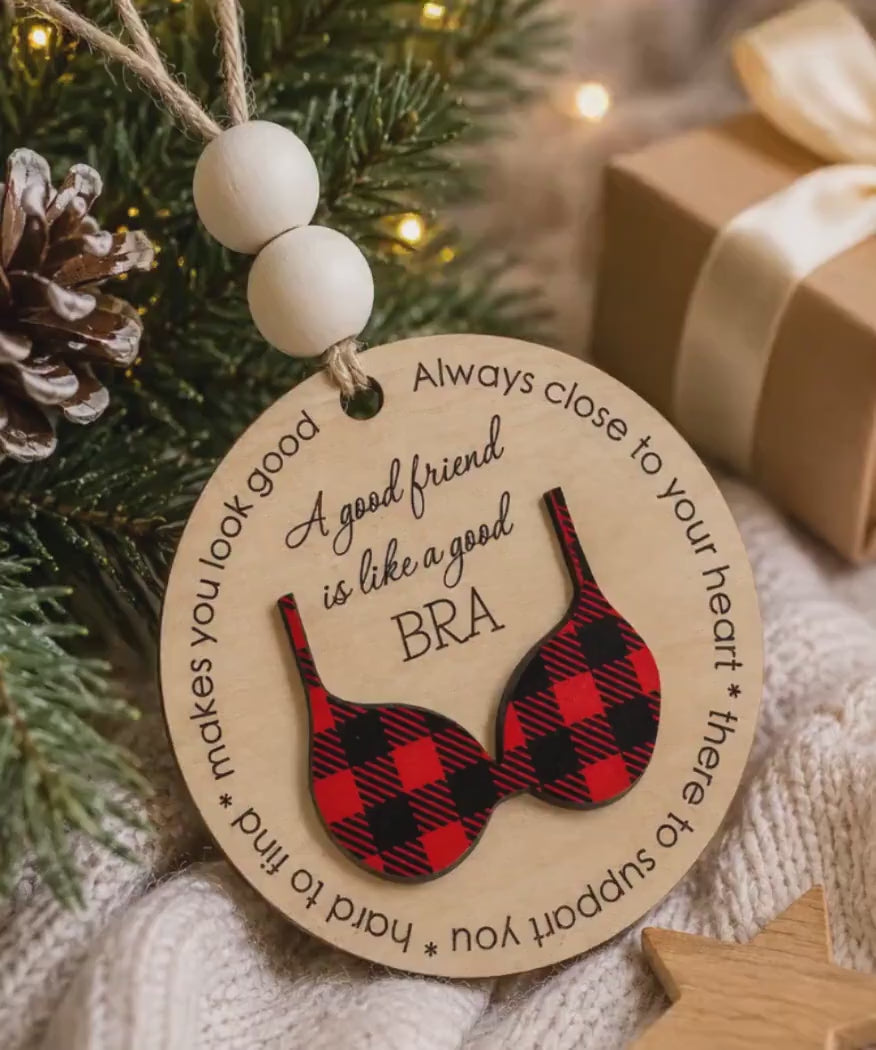 Funny Best Friend Ornament, Good Friend Is Like a Good Bra Ornament, Sister Gift, Friendship Christmas Ornament, Funny Gift for Bestie
